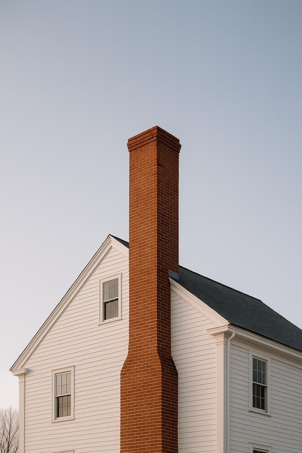 Brick chimney on a colonial house (illustration)